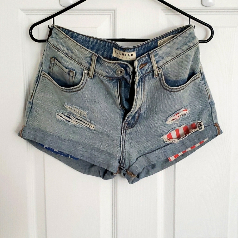 Denim high waist patriotic shorts
